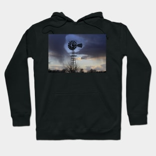 Kansas Windmill Sunset with clouds Hoodie